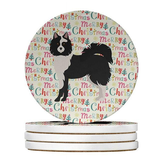 Elo Dog #2 Merry Christmas Large Sandstone Coasters Pack of 4 4 in x 4 in