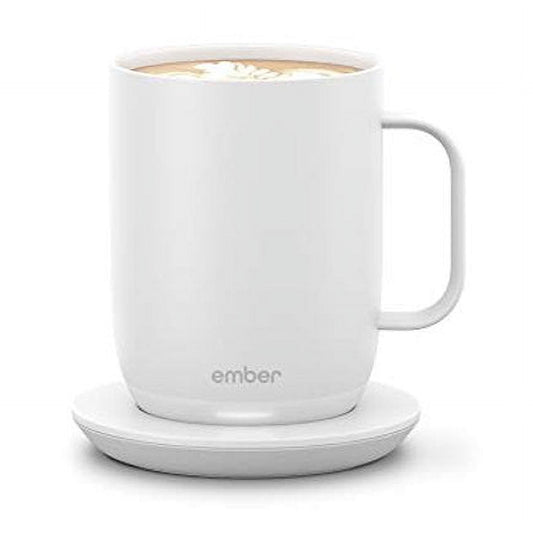 Ember Temperature Control Smart Mug 2, 14 oz, White, up to 1.5-hr Battery Life - App Controlled Heated Coffee/Tea Mug - Improved Design