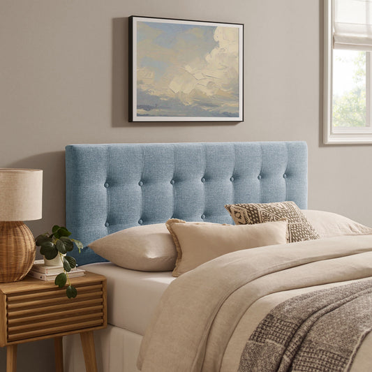 Emily Fabric Upholstered Full Size Headboard in Sky Blue
