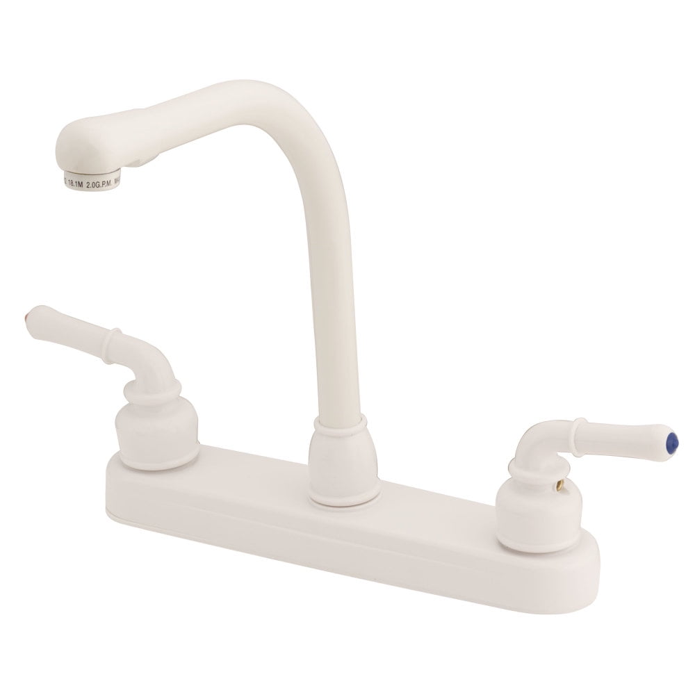 Empire Brass U-YWI800RSW White 8" Hi-Rise Kitchen Faucet with Tea Pot Handles