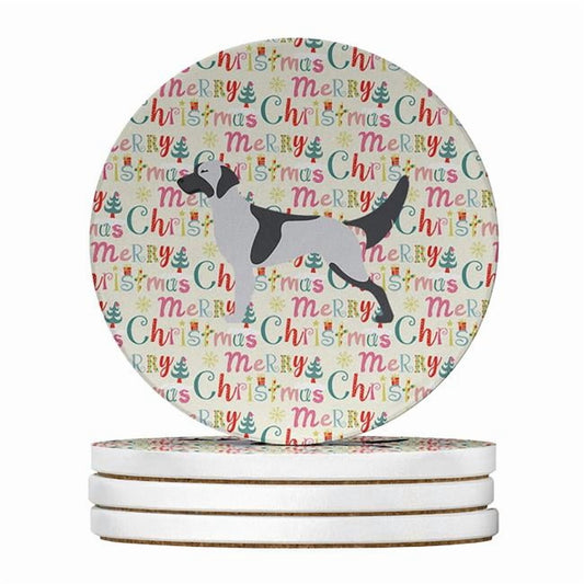 English Setter Merry Christmas Large Sandstone Coasters Pack of 4 4 in x 4 in