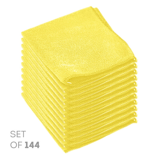 Etienne Alair Super Soft Microfiber Cleaning Cloth - Set of 144 Yellow Washcloths - 12 x 12 Inches