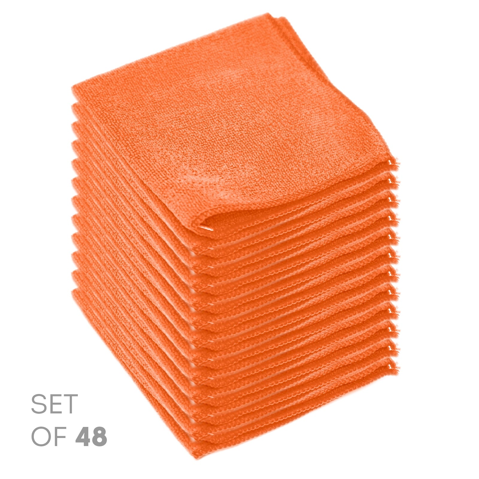 Etienne Alair Super Soft Microfiber Cleaning Cloth - Set of 48 Orange Washcloths - 12 x 12 Inches