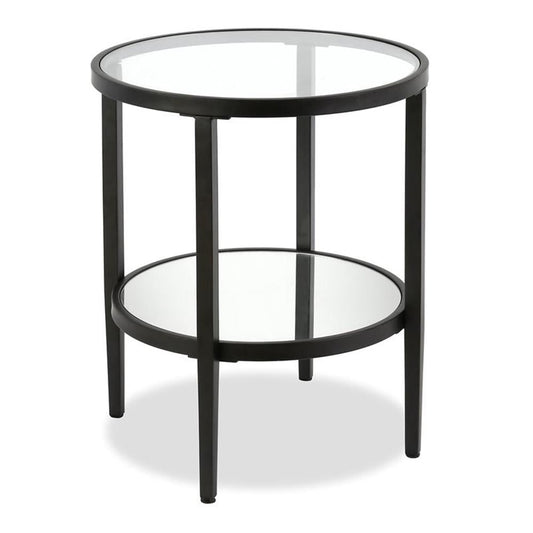 Evelyn&Zoe 20" Blackened Bronze Metal/Glass Side Table