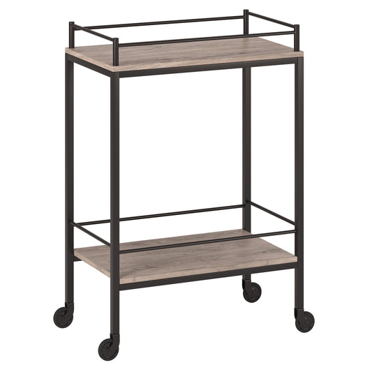 Evelyn&Zoe Barnes 23.5" Wide Rectangular Bar Cart, Antiqued Gray Oak