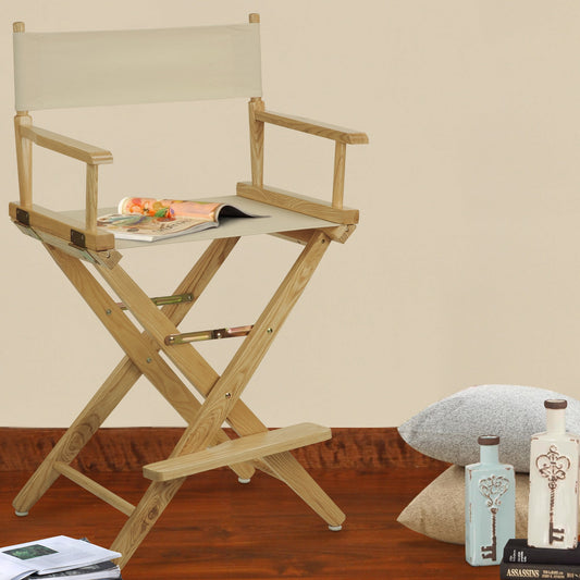 "Extra-Wide Premium 24" Directors Chair Natural Frame W/Natural Color Cover"