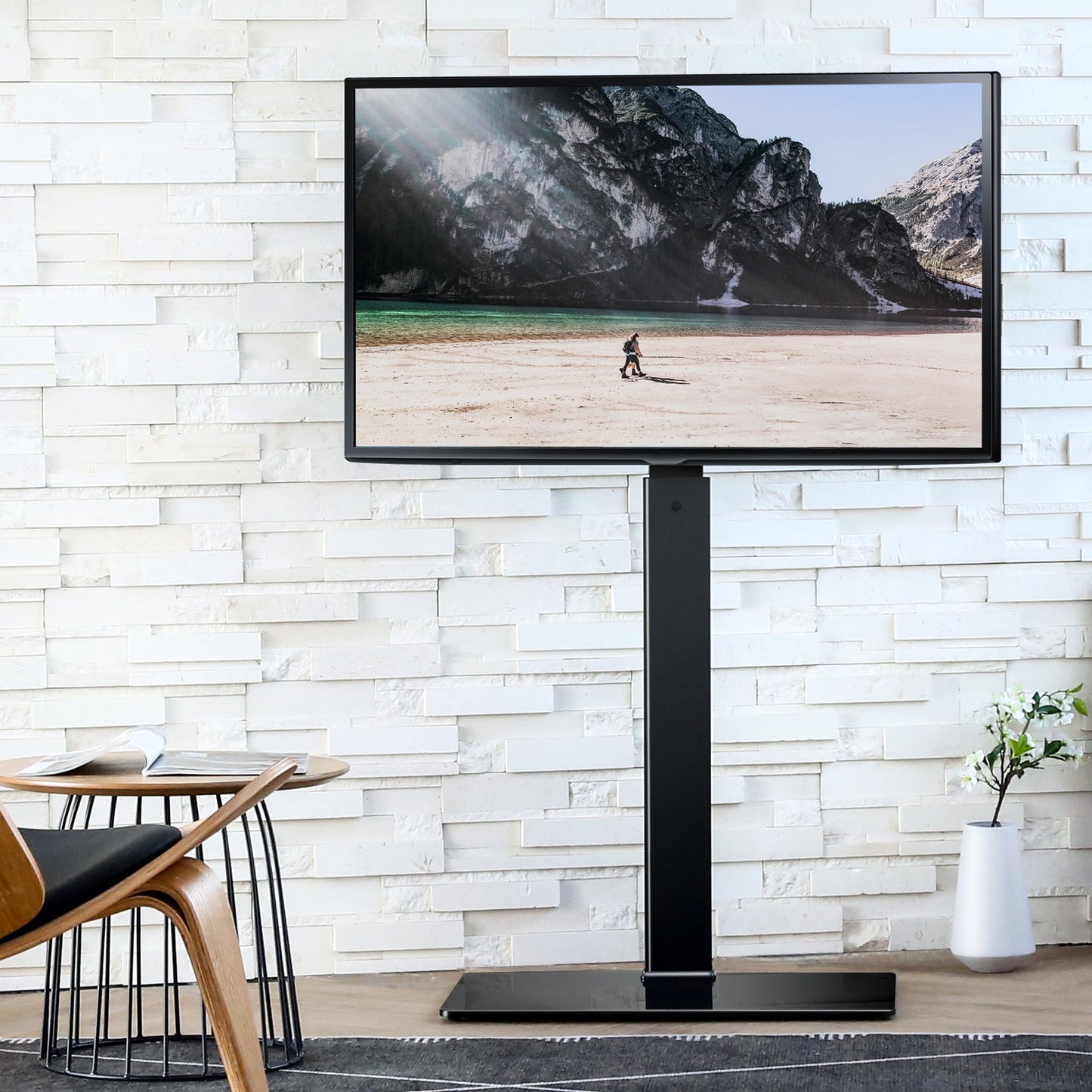 FITUEYES Universal Floor TV Stand Base with Swivel Mount Height Adjustable for 32 to 65 Inch TV, TT107501MB-2