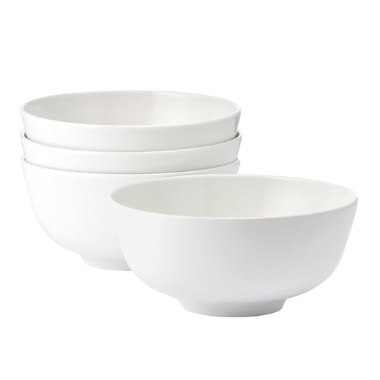 Fitz and Floyd Nevaeh 27.5 oz White Classic Rim Bone China Adult Tableware Bowls (4 Count)