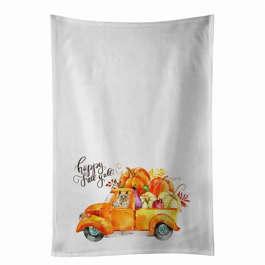 Fall Harvest Cairn Terrier White Kitchen Towel Set of 2 Dish Towels