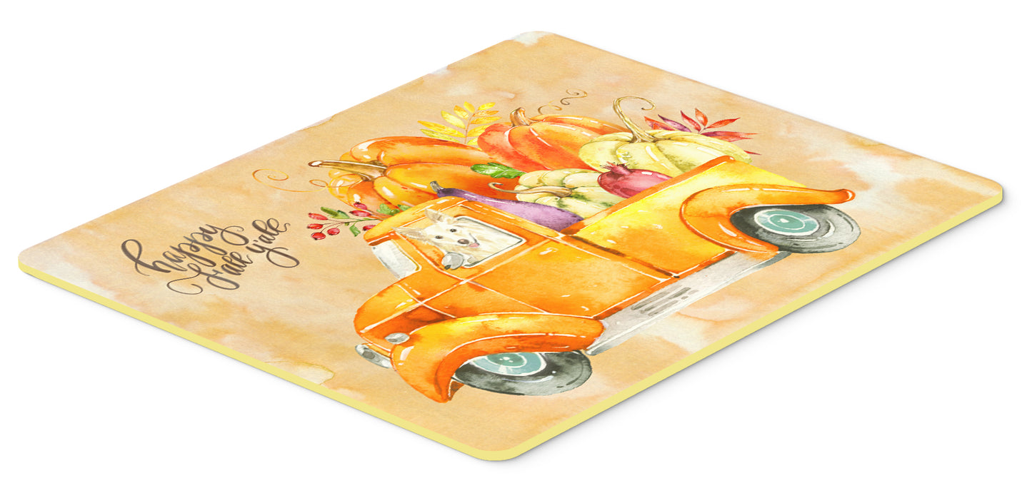 Fall Harvest White Collie Kitchen or Bath Mat 24x36