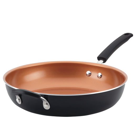 SartÃ©n de CerÃ¡mica Antiadherente de 12.5 Pulgadas con Mango Auxiliar, Apto para Lavavajillas, Negro