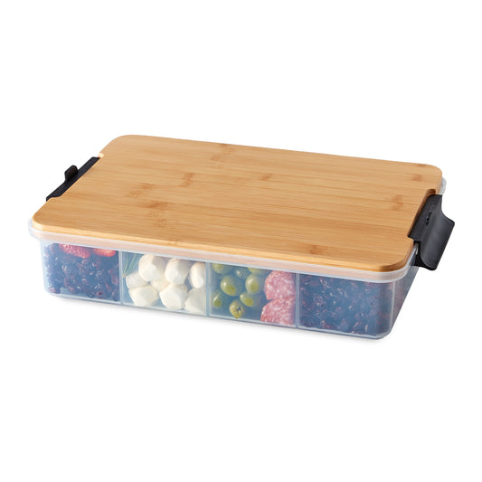 Farberware Build-a-Board Snackle Box with Locking Bamboo Cutting Board Lid, 11x16 inch