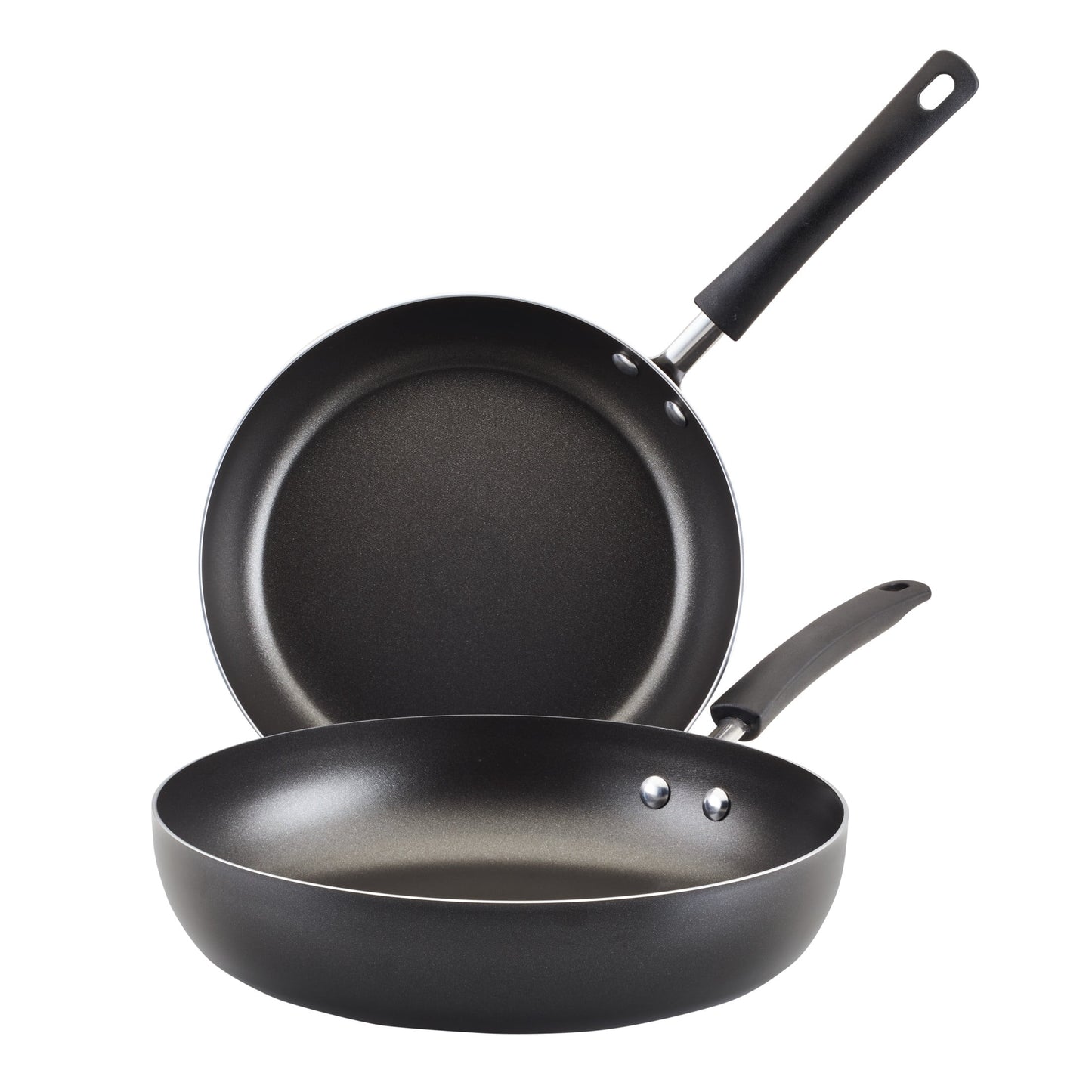 Farberware Easy Clean 2 Pcs Nonstick Extra Deep Frying Pans / Skillet Set, Dishwasher Safe, Oven Safe, 10.5 Inch and 12 Inch, Black