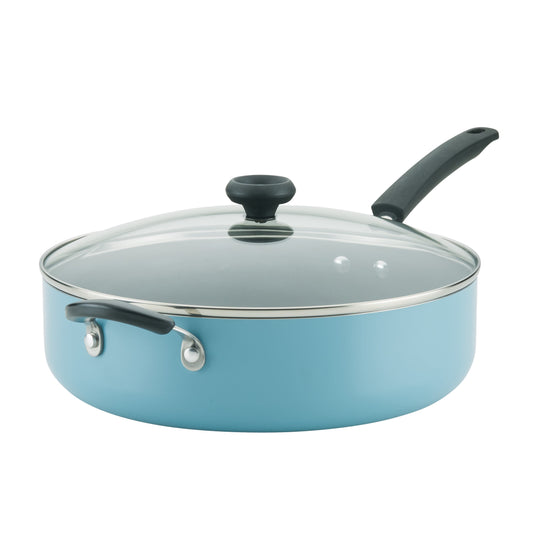 Farberware Easy Clean 6 Quart Nonstick Jumbo Cooker / Chef's Pan with Helper Handle and Glass Lid, Great for Family Meals, Dishwasher Safe, Black