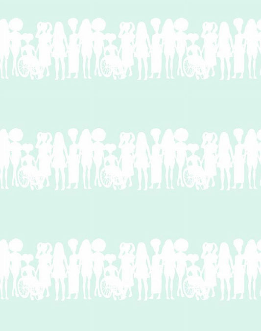 Fashionista Silhouettes Papel Pintado de Vinilo Removible a Rayas de Barbie - Robins Egg
