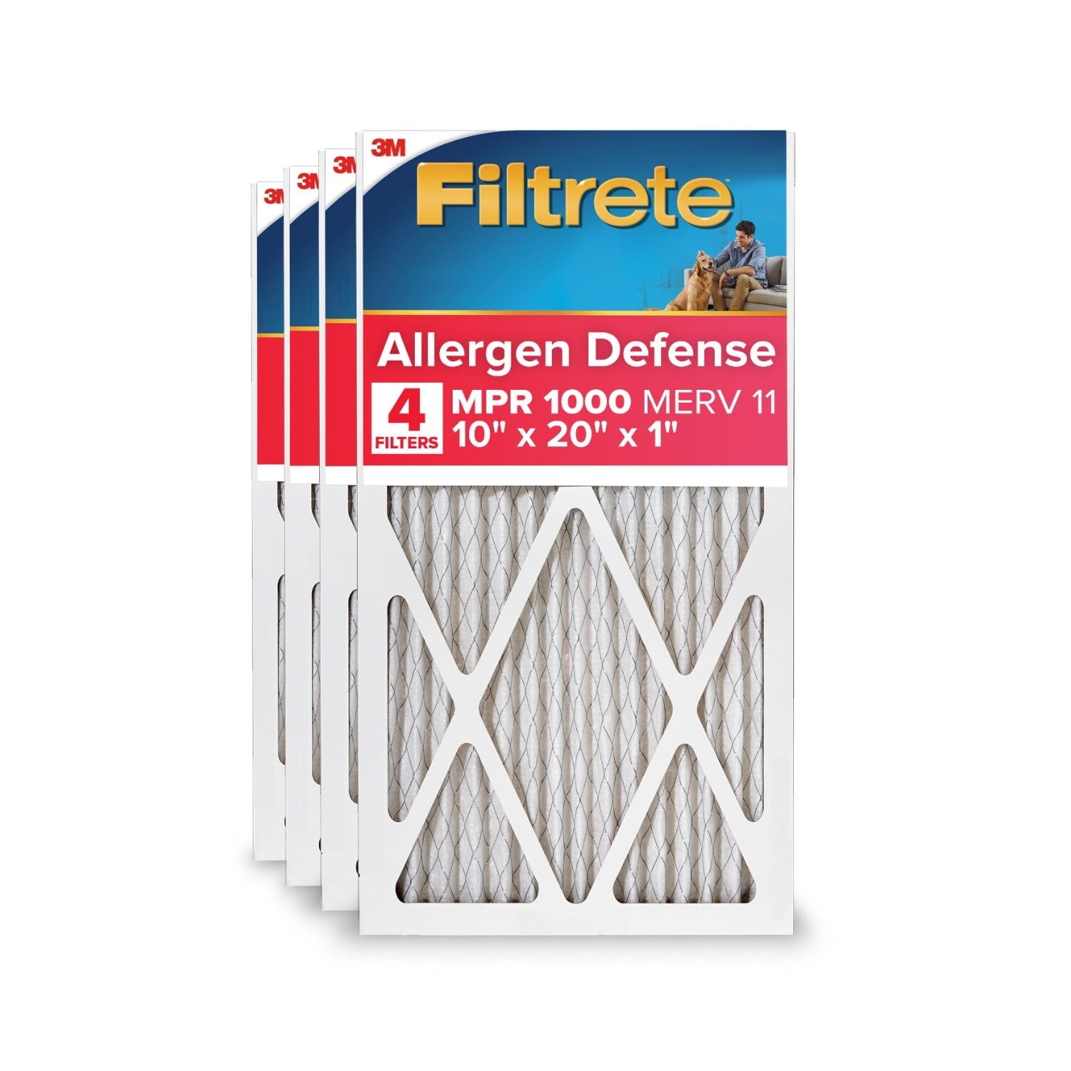 Filtrete 10x20x1 HVAC Furnace Air Filter, MPR 1000 MERV 11, Allergen Defense, 1 Filter