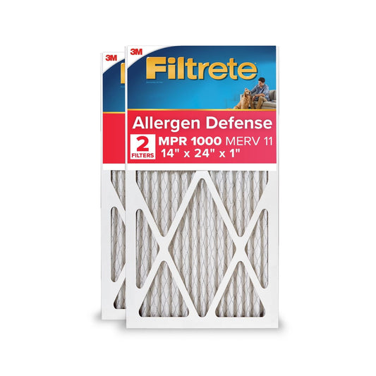 Filtrete 14x24x1 HVAC Furnace Air Filter, MPR 1000 MERV 11, Allergen Defense, 2 Filters