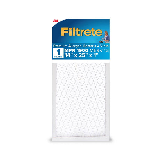 Filtrete 14x25x1 HVAC Furnace Air Filter, MPR 1900 MERV 13, Premium Allergen, Bacteria and Virus, 6 Pack