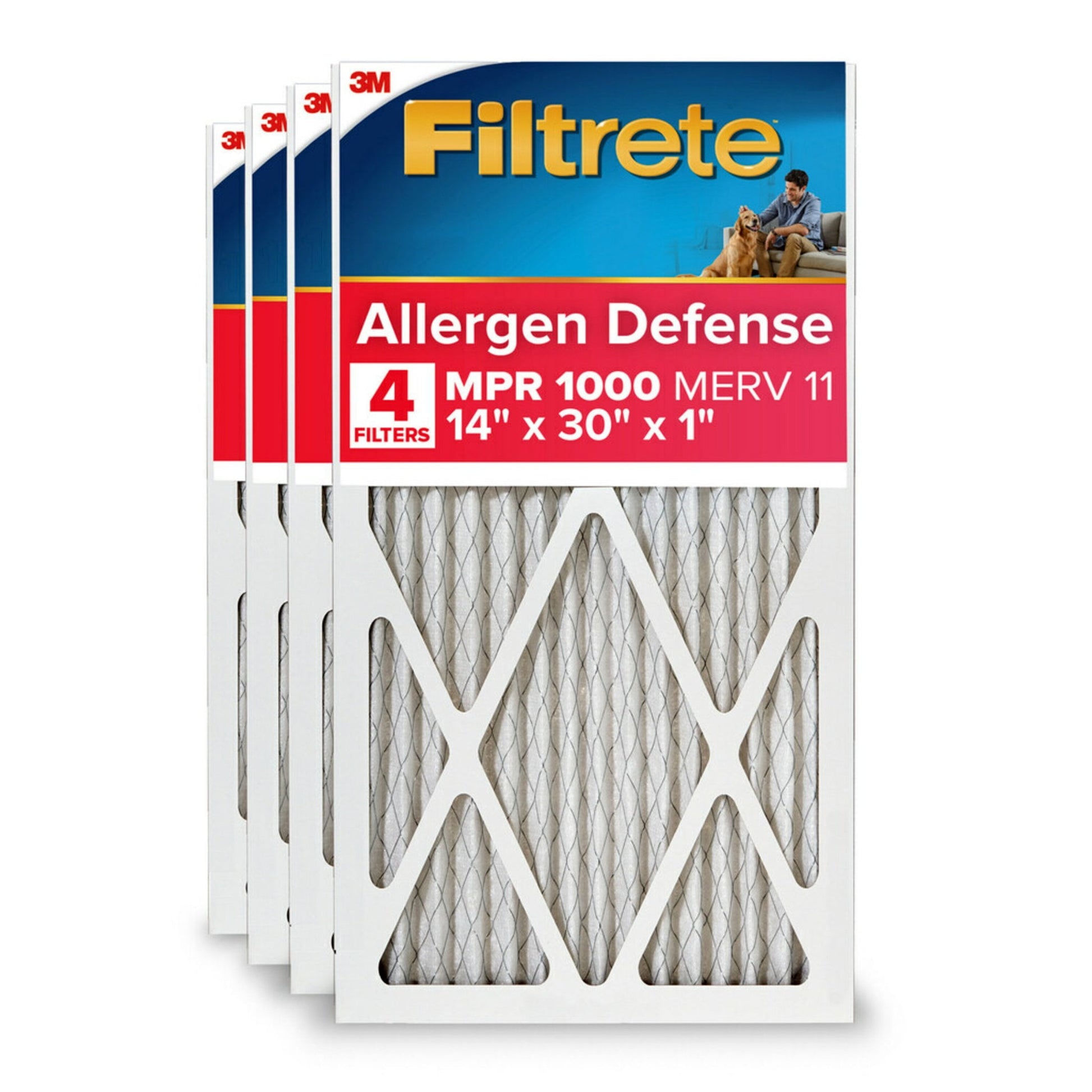 Filtrete 14x30x1 HVAC Furnace Air Filter, MPR 1000 MERV 11, Allergen Defense, 6 Pack