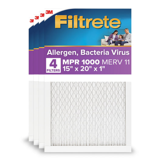 Filtrete 15x20x1 HVAC Furnace Air Filter, MPR 1500 MERV 12, Advanced Allergen Reduction, 6 Pack