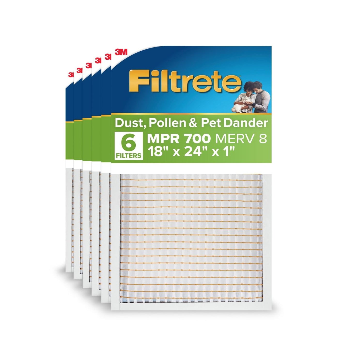 Filtrete 18x24x1 HVAC Furnace Air Filter, MPR 700 MERV 8, Dust, Pollen & Pet Dander Reduction, 6 Pack