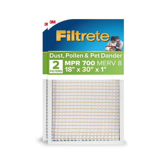 Filtrete 18x30x1 HVAC Furnace Air Filter, MPR 700 MERV 8, Dust, Pollen, and Pet Dander Reduction, 2 Pack