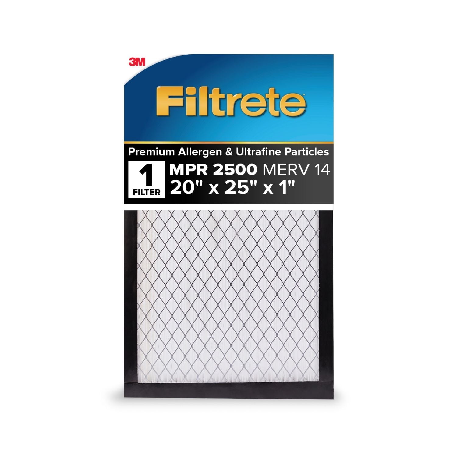 Filtrete 20x25x1 HVAC Furnace Air Filter, MPR 2500 MERV 14, Premium Allergen & Ultrafine Particles, 1 Filter