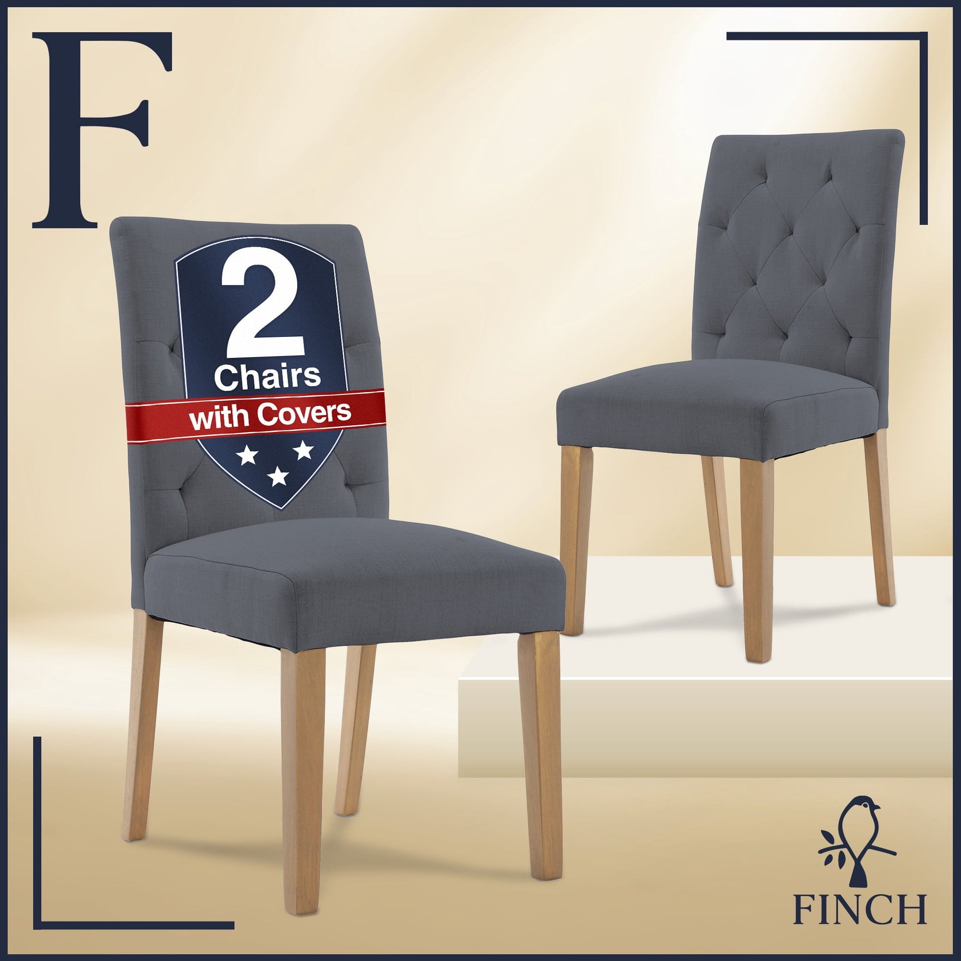 Finch Westport Tufted Armless Dining Side Chairs, Vintage Cream (Set of 2)