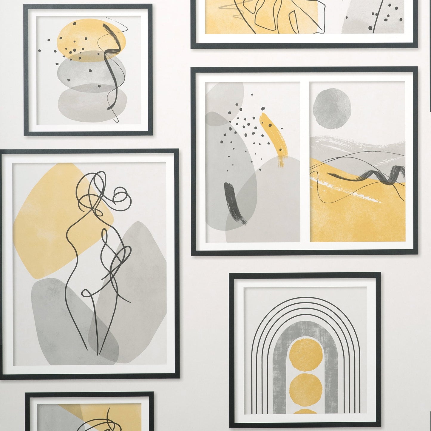 Fine DÃ©cor Krasner Mustard Gallery Wallpaper