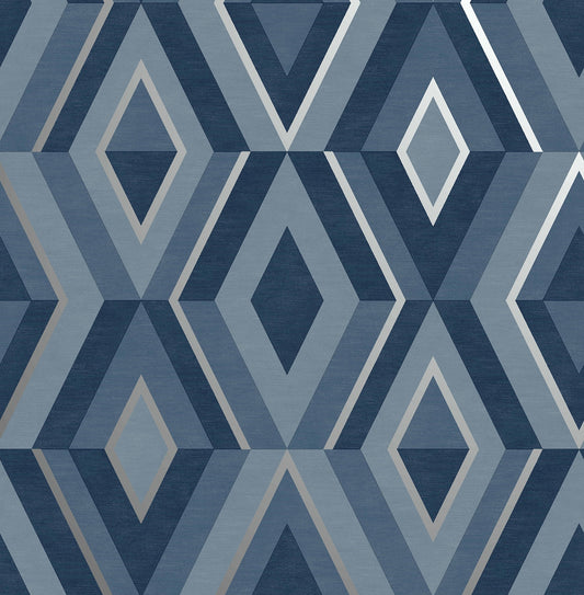 Fine Decor Shard Blue Geometric Unpasted Paper Wallpaper, 20.5-in by 33-ft, 56.4 sq. ft.