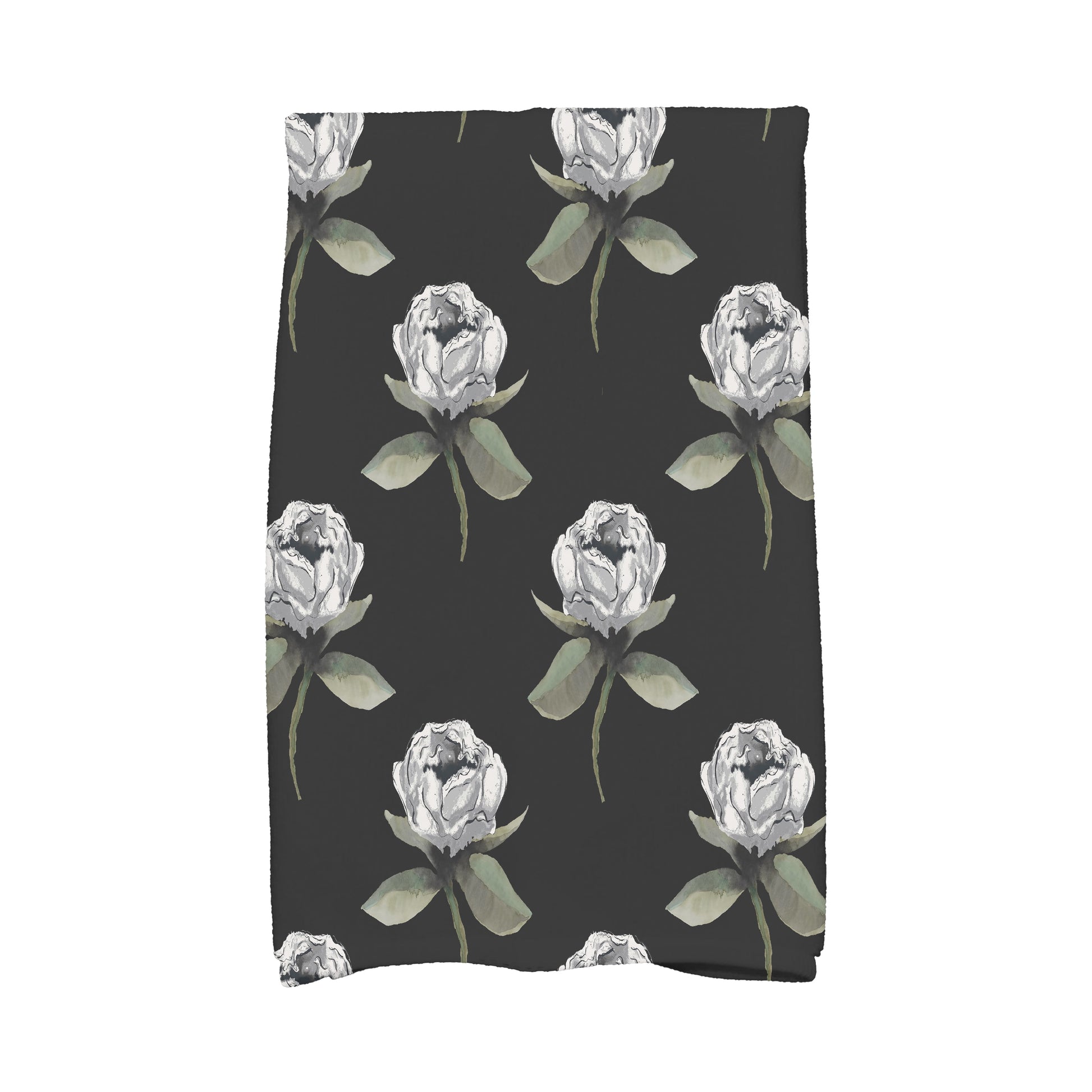 Floral Toalla de Cocina con Estampado Negro de 16 x 25 Pulgadas con Racimos de Flores