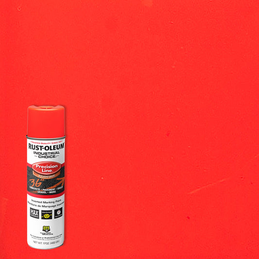 12 Pack, Fluorescent Red-Orange, Rust-Oleum Precision Line Marking Flat Spray Paint- 17 oz