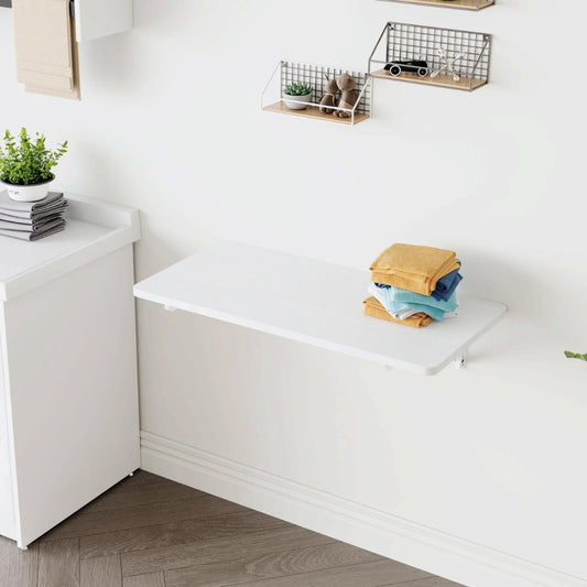 Folding Table Wall Mounted Folding Table for Small Spaces,Fold Down Desk,Workbench for Home Office,Laundry,Wood