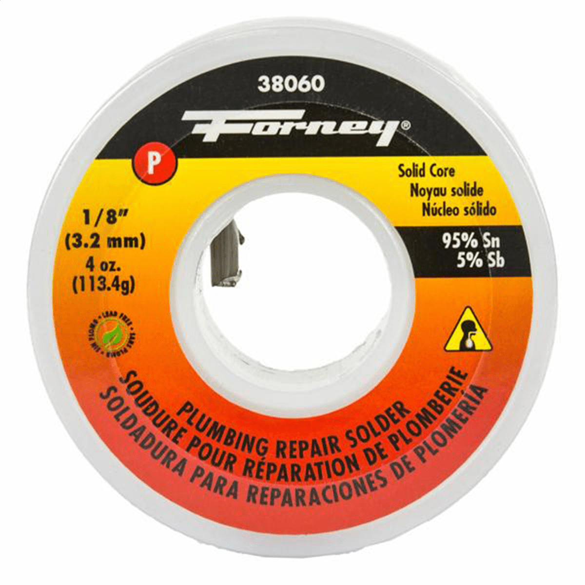 Forney Industries Solder, Lead Free (LF), Plumbing Repair, Solid Core, 1/8 in, 4 Ounce