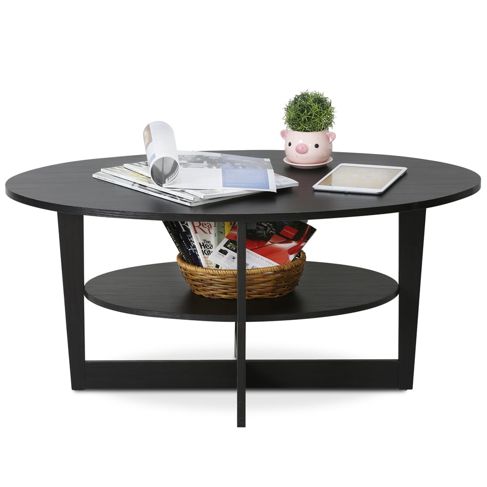 Furinno 15020WN Jaya Oval Coffee Table, Walnut Color
