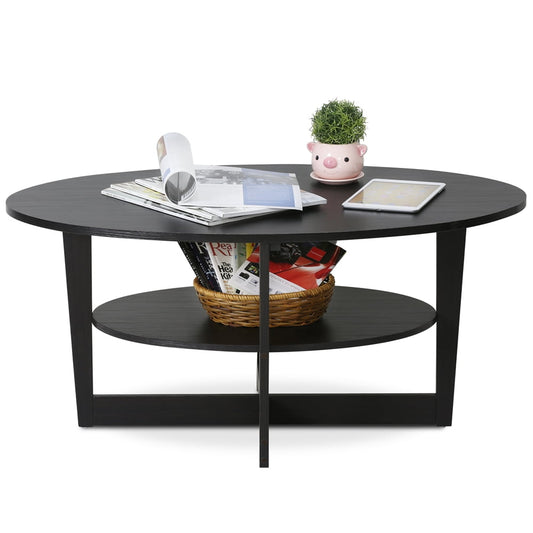 Furinno 15020WN Jaya Oval Coffee Table, Walnut Color