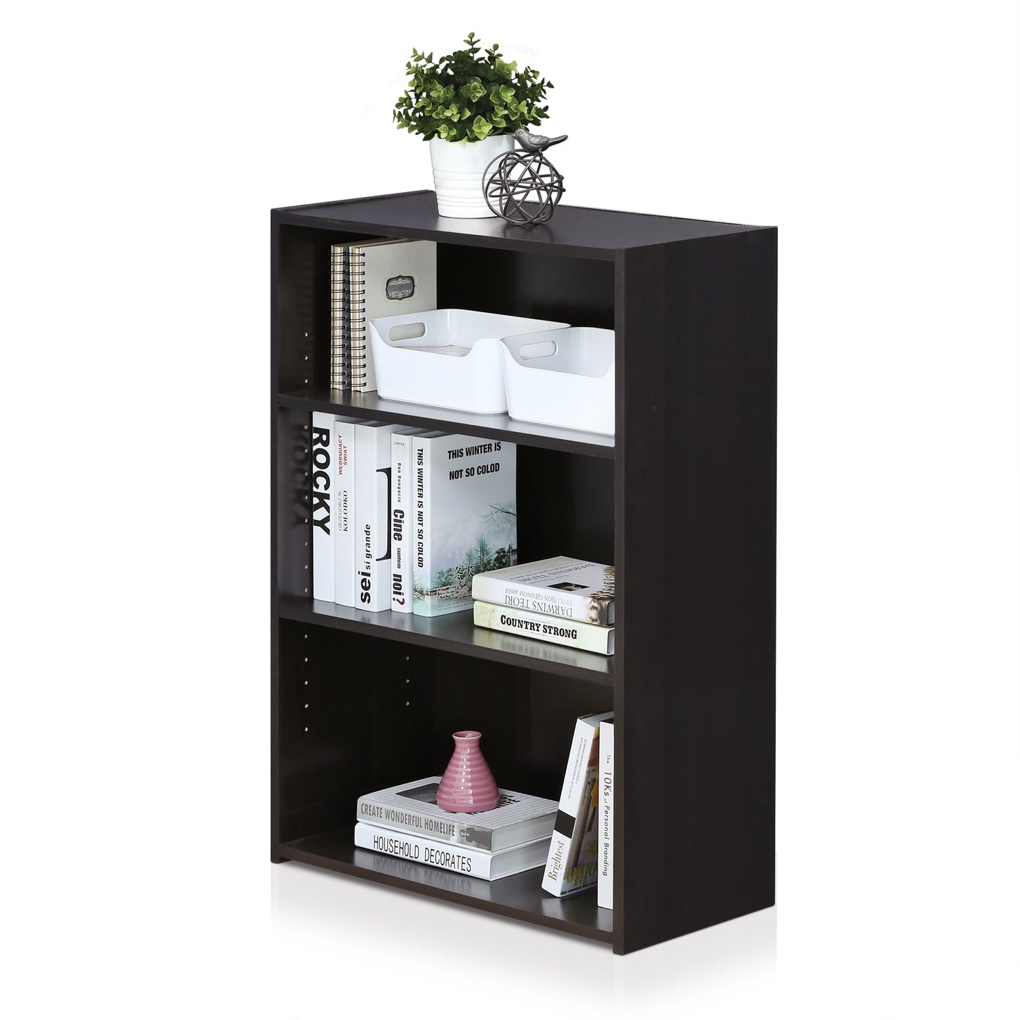 Furinno 17060SCC Wright 3-Shelf Bookcase, Cinnamon Cherry