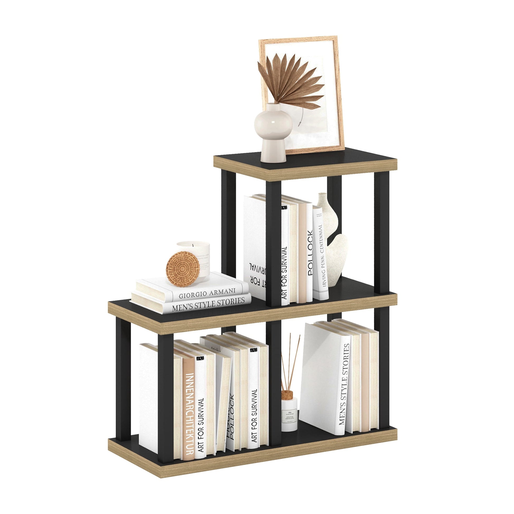 Furinno TURN-N-TUBE No Tools 3-Cube Decorative Display Shelf in Americano/Black