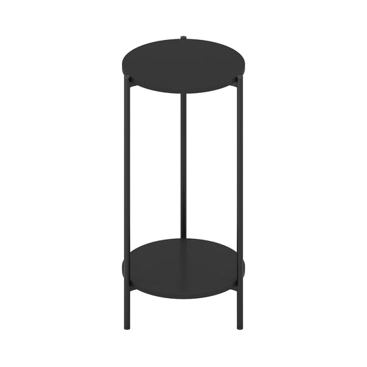 Furinno Besi 2-Tier Modern Tall Round Side End Table with Sturdy Metal Legs, Americano