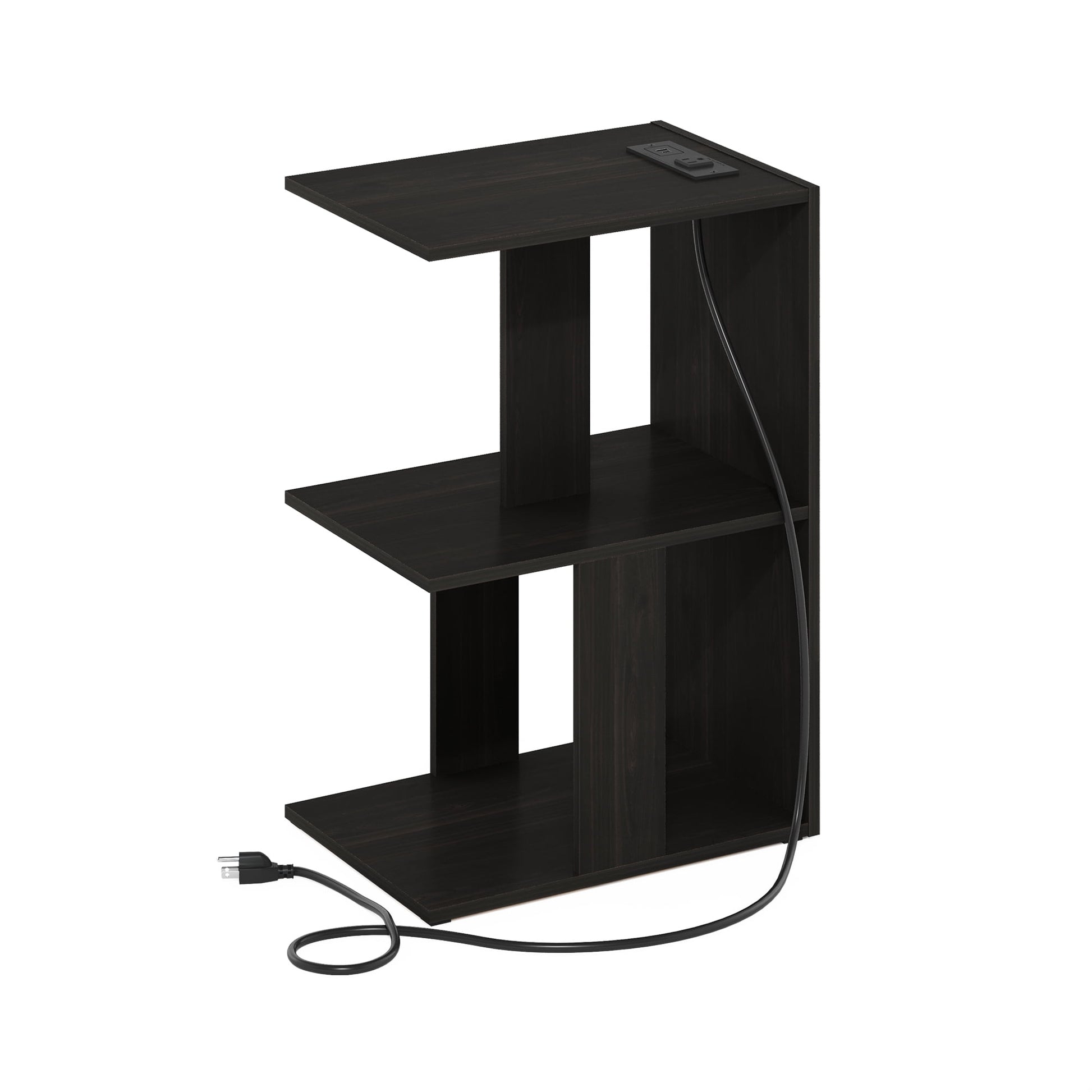 Furinno Boyate Sofa End Table with USB Type-C Charging Port in Espresso