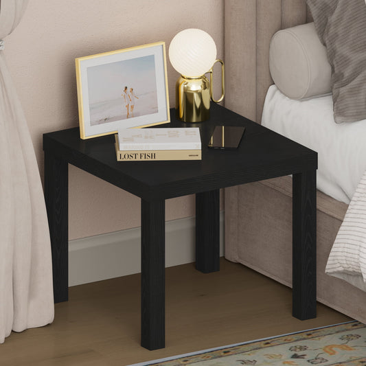 Furinno CLASSIC 1.8" Thick Tabletop Thick Frame 4-leg Square Nightstand Black