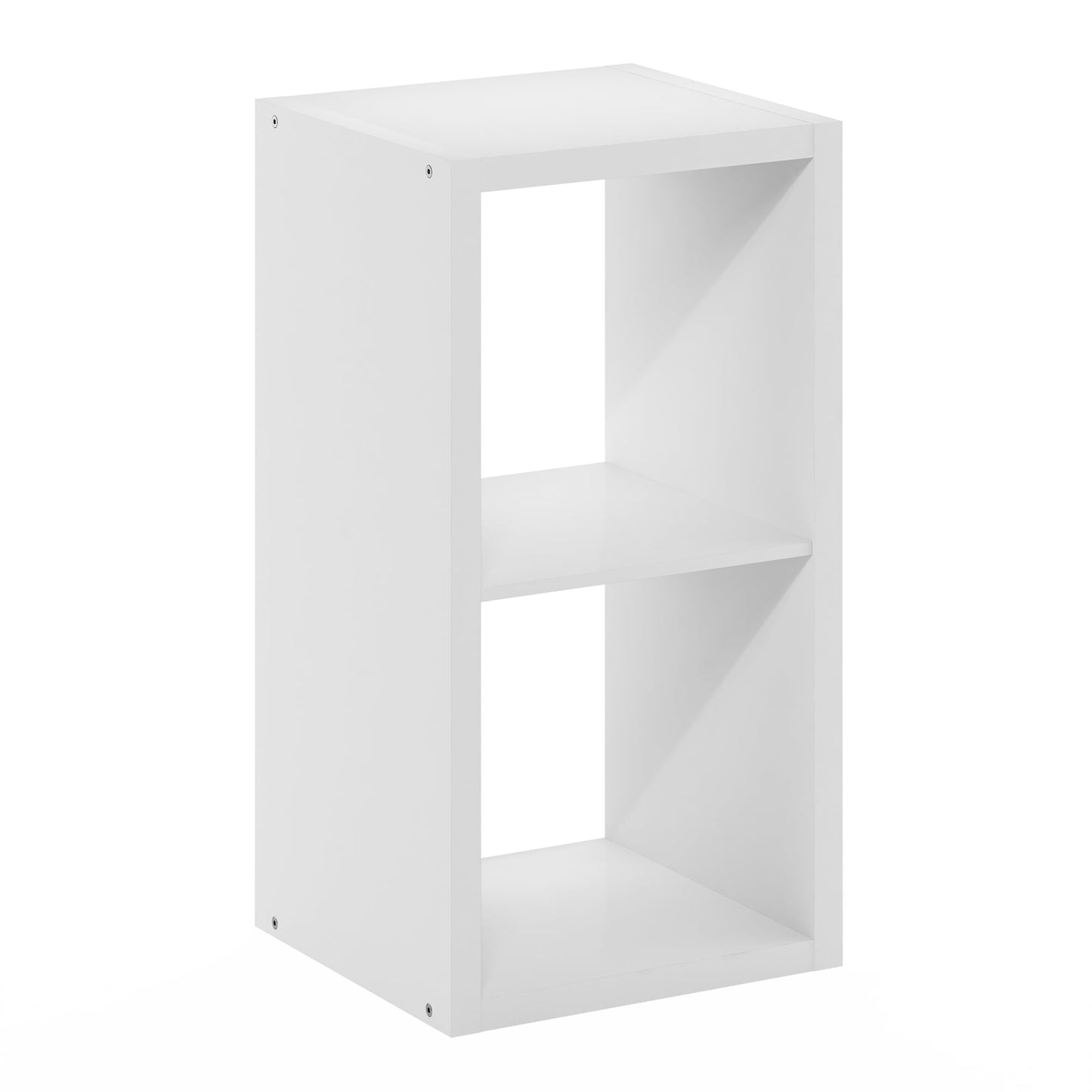 Furinno EstanterÃ­a de CubÃ­culo, Librero de 2 Cubos, Marco Extra Grueso Reversible Horizontal y Verticalmente con Respaldo Abierto, 14.6 x 16 x 30, para Sala de Estar, Dormitorio, Oficina en Casa, Blanco
