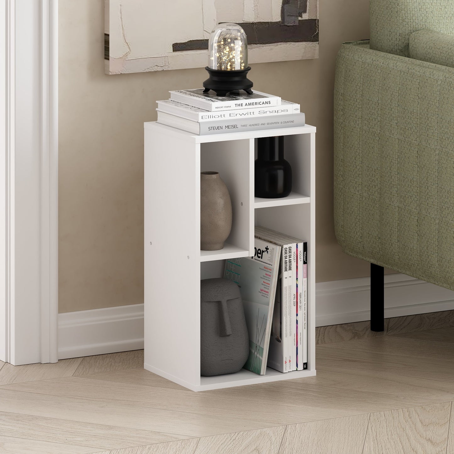 Furinno Daly 3-Cube Irregular Cubes Bookcase, Bookshelf, Storage Organizer, White