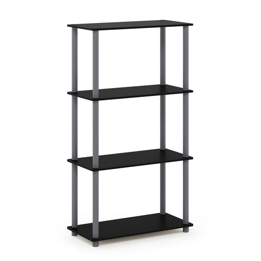 Furinno Durable 23.6 W x 11.4 D x 43.25 H 4-Shelf Freestanding Shelving Unit, Black and Gray