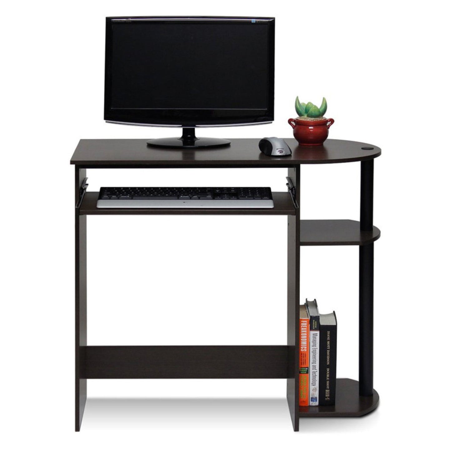 Furinno Escritorio de Computadora Simplista de Madera Manufacturada en MarrÃ³n Oscuro/negro