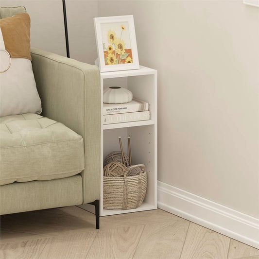 Furinno FULDA 2-Tier Narrow 10-In Width Bookcase 9.3 x 9.8 x 21.2 White