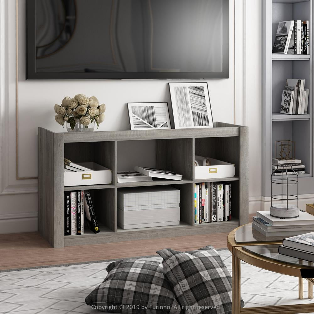 Furinno Fowler Multipurpose TV Stand Bookshelves, French Oak Grey