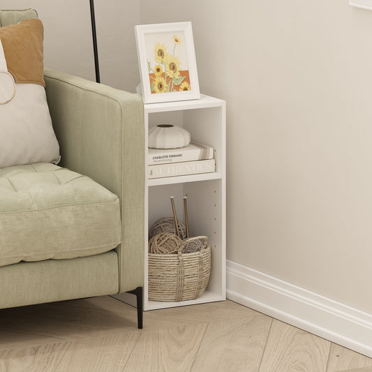 Furinno Fulda 2-Tier Space Saving Storage Shelf Bookcase, 10-Inch Width, White