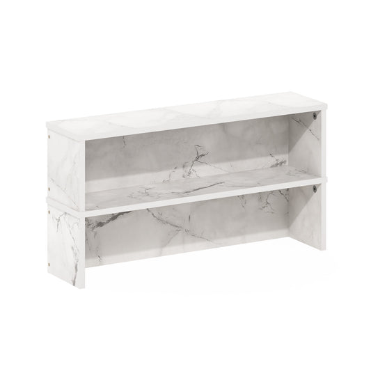 Furinno HELENA Kitchen Countertop Organizer Set of 2, 23-Inch Wide Kitchen Counter Shelves, Stackable Organizer Shelf, Spice Rack for Kitchen, Pantry, Coffee Bar, Marble White