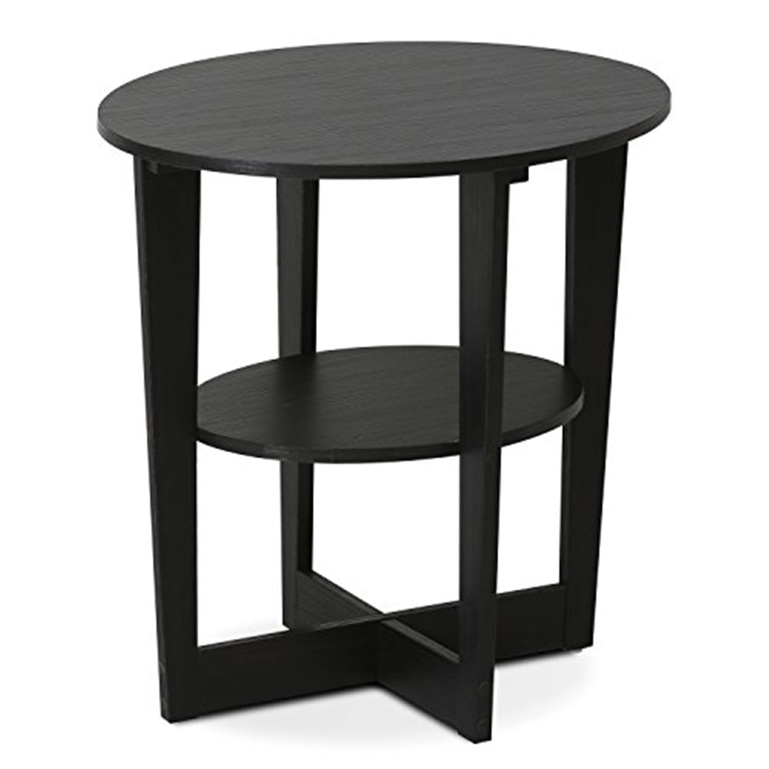 Furinno JAYA Contemporary Engineered Wood Oval End Table in Walnut